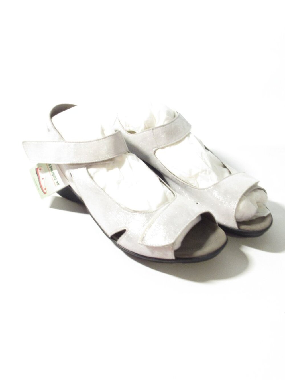 MEPHISTO Nubuck Leather Adjustable Sandals - Perry - Silver Size 9 EU 39 NIB